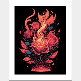 Burning Roses Posters and Art